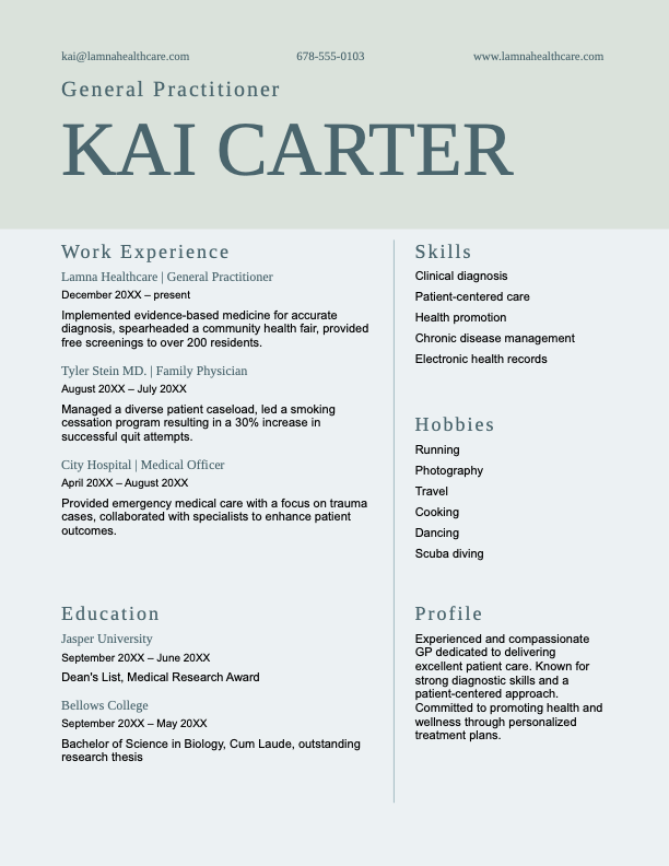 Modern traditional professional resume